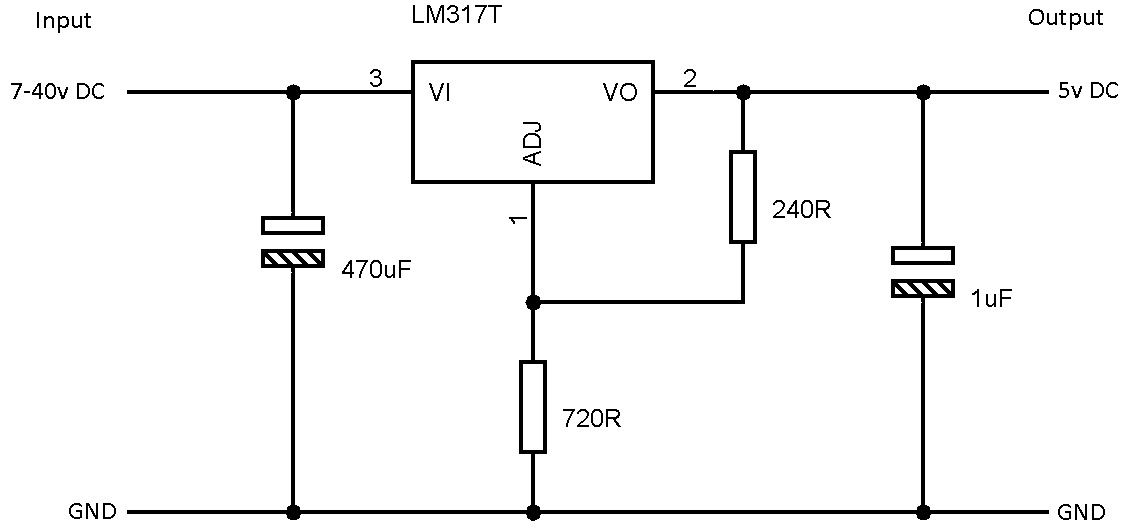 LM317T regulator setup